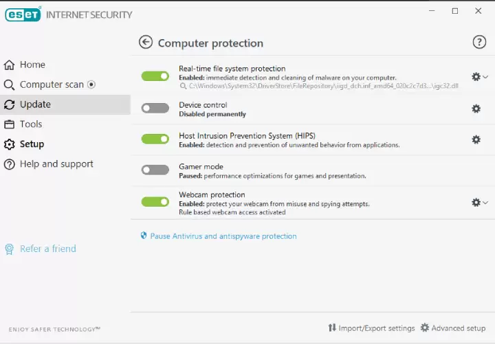 Eset Fucntions: Game Mode